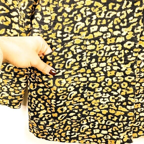 Who What Wear Black Gold Cheetah Leopard Print Blazer Jacket - Picture 7 of 9